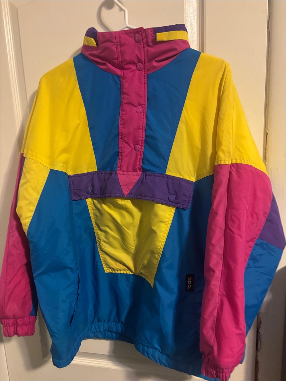 Vintage 80s/90s ISPO Colorblock Ski Jacket Pullover Neon Geometric
